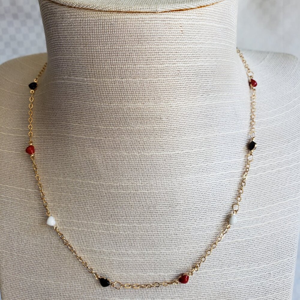 Metal Gallery Hearts Necklace - Red, White and Blue Enamel Hearts - NWT
